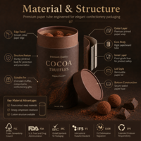 Emballage en tube de papier chocolaté de qualité alimentaire personnalisé, boîte cylindrique de luxe pour truffes, bonbons, emballage cadeau