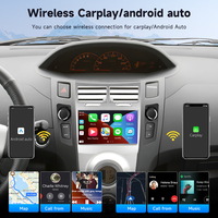 Hikity Qualcomm 8Core 7 ''Autoradio pour Toyota Yaris/Vitz/Platz 2005-2011 4 + 64 sans fil Carplay Android Auto WiFi 4G Ventilateur de refroidissement