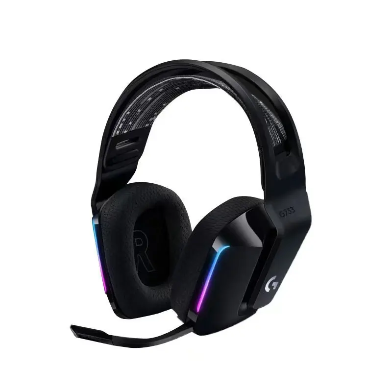 Logite CH G ชุดหูฟังสำหรับเล่นเกม RGB ไร้สายความเร็วแสง G733อุปกรณ์เสริมสำหรับคอมพิวเตอร์และโทรศัพท์สีดำ