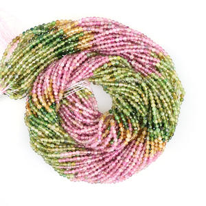 ลูกปัดทัวร์มาลีนแบบผสมไล่ระดับสี5A ลูกปัดตัดทัวร์มาลีนสีรุ้งสำหรับทำเครื่องประดับ2มม. ความยาว38ซม. - Product Image 1