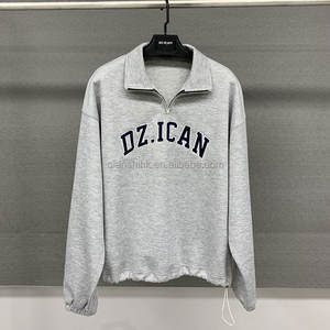 Streetwear décontracté uni de haute qualité 400Gsm sweats à capuche Logo personnalisé hommes sweat polaire quart 1/4 demi fermeture éclair sweat à capuche surdimensionné - Product Image 1