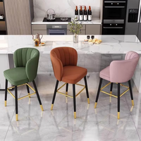 Tabouret de bar en velours moderne à dossier haut, pieds en métal doré, chaise de comptoir réglable, rembourrée, pour îlot de cuisine, restaurant, pub