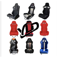 Sièges de course automobile universels YLD à fond plat en fibre de verre et fibre de carbone, réglables, en cuir et daim, pour simulateur de course