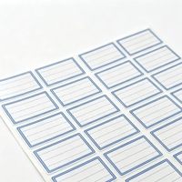 Papier d'étiquettes autocollantes durables A4, 16 étiquettes par feuille, étiquettes vierges, cadre bleu, lignes pointillées, autocollant imprimable écologique pour le bureau