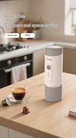 Machine à expresso portable sans chauffage avec pression de 15 bars, réservoir d'eau de 110 ml pour capsules et café moulu