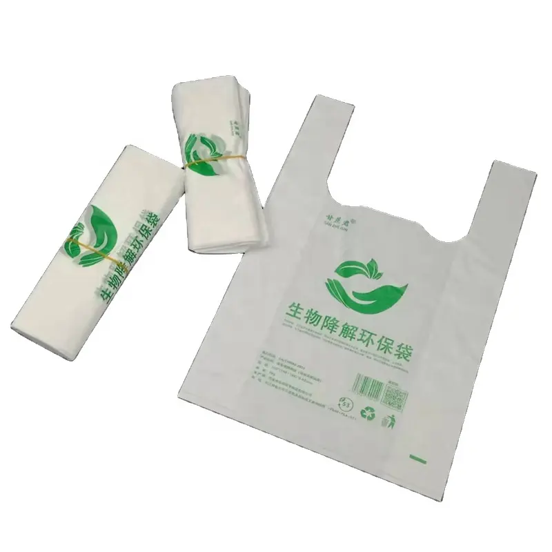 Sac à provisions en PLA Compostable, sacs en plastique biodégradables 100%, vente en gros