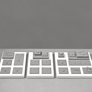 FANXI <span class=keywords><strong>di</strong></span> lusso grigio microfibra customizzato vetrina espositore gioielli Set anello Display espositore gioielli per negozio al dettaglio - Product Image 3