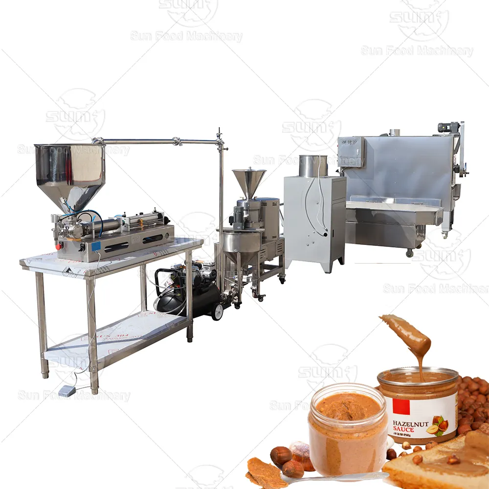 Peanut butter grinder roasting machine cashew hazelnut paste making machine processing line equipment