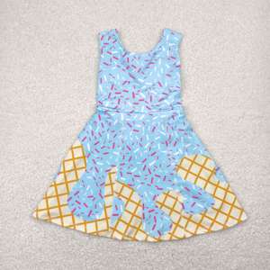 Robe de sport athlétique pour petites filles avec imprimé de glaces et de confettis d'été RTS, short de yoga doublé, tenue de sport athlétique - Product Image 2