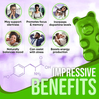 Bonbons gélifiés véganes OEM/ODM à la L-Tyrosine 1000mg - Vitamines et suppléments cérébraux pour adultes et adolescents, énergie et soulagement du stress