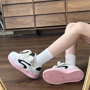 Zapatillas Deportivas Modernas para Niñas, Primavera/Otoño 2026, Nuevo Estilo, Blancas, Versátiles, de Cuero Sintético, Antideslizantes, con Cordones Delanteros, Suela Blanda - Product Image 6