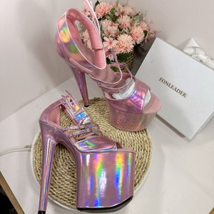 Shiny Roman Peep Toe Shoes Sandals Platform 20CM Super High Heels <b>Pole</b> <b>Dance</b> for Women - Product Image 1