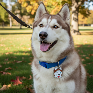 Placa de identificación para perros Husky, blanca y marrón, con esmalte, para identificación de mascotas. - Product Image 3
