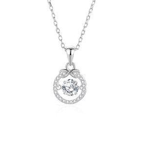 MN25 Bijoux de mode en gros, collier en argent sterling 925 avec pendentif en moissanite en forme d'infini et de figure <span class=keywords><strong>8</strong></span> <span class=keywords><strong>pour</strong></span> femmes, cadeau de fête - Product Image 1