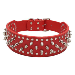 Collar para Perros Grandes Estilo Punk, Collar para Mascotas de Cuero PU con Remaches Resistentes a Mordidas, Ecológico y de Color Sólido - Product Image 3