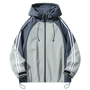 Chaqueta Deportiva Juvenil de Moda, Nueva, Personalizada de la Marca Aoyema, Cortavientos, Estilo Informal con Rayas, Cuello Alto y Capucha - Product Image 3