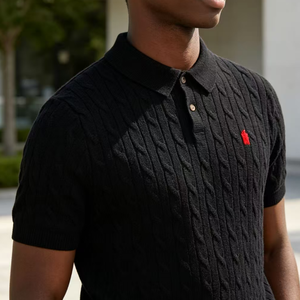 Pull-over Ralf personnalisable avec logo pour <span class=keywords><strong>homme</strong></span>, 100 % coton pur, nouvelle collection printemps-été, anti-boulochage, manches courtes, tricoté, devant Laurla - Product Image 6