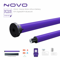 Motor Tubular NOVO K25 con Batería de Litio de 25 mm, Tuya Zigbee, Control Remoto, Automatización del Hogar Inteligente, Persianas Enrollables Recargables Zebra