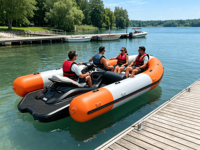Vente directe usine : Bateau gonflable haut de gamme avec support pour jet ski, idéal pour les excursions côtières, à prix de gros abordable.