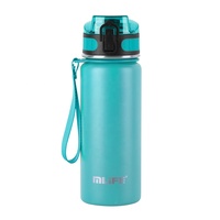 Bouteille d'eau isotherme personnalisée en acier inoxydable sans BPA, 400 ml, double ouverture, avec couvercle moderne et paille, idéale pour le sport et la rentrée scolaire