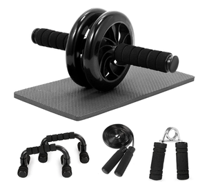 Kit de Rodillo Abdominal 5 en 1 con Barra para Flexiones, Cuerda para Saltar, Agarrador de Mano y Rodillera para Gimnasio y Entrenamiento en Casa - Product Image 2