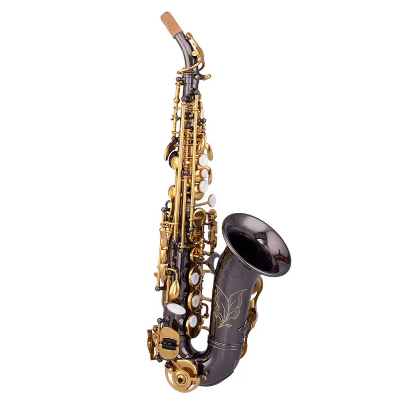 Fabriek Directe Levering Geel Messing Sopraan Saxofoon Bb Tone Gebogen Sopraan Sax Te Koop