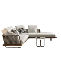 Juego de sofá de muebles de salón de Hotel con base de aluminio moderno de nuevo diseño, sofá Seccional de lujo para exteriores, sofás de jardín de madera de teca
