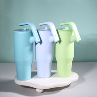 Lancement 2025 – Gobelet isotherme double paroi en acier inoxydable 304 de 40 oz, écologique, sans BPA, avec poignée rotative et couvercle rabattable pour les trajets quotidiens