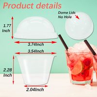 Boissons transparentes café tasses transparentes Dessert aux fruits jetables 50 pièces 6 oz tasses en plastique transparent modèle 3d avec couvercles en dôme