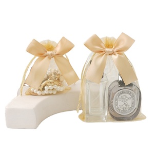 Sac cadeau en organza avec cordon de serrage et nœud pour bonbons de mariage, cadeaux de Noël, cosmétiques, parfums, emballage - Product Image 1