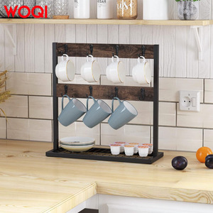Porte-tasses à café mural moderne WOQI en bois, crochets, étagère de rangement pour la maison, la <span class=keywords><strong>cuisine</strong></span>, l'affichage, origine du Shandong - Product Image 6