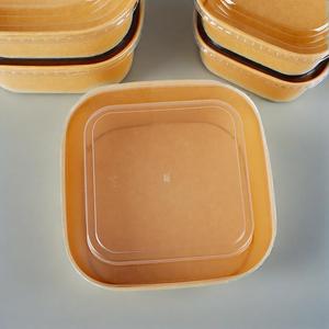 Contenants alimentaires jetables rectangulaires à prix avantageux, imprimés avec logo, en papier kraft brun, pour salades - Product Image 4