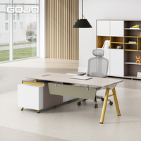 Bureau de direction moderne haut de gamme et coloré en forme de L, table de bureau en bois pour superviseur, bureau commercial avec armoire