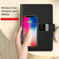 Carnet intelligent en cuir PU avec verrouillage par empreinte digitale, 16 Go USB |   Agenda personnalisé A5 à feuilles mobiles avec boîte cadeau