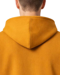 Sweat à capuche pour homme en molleton de coton surdimensionné avec fermeture éclair bicolore jaune moutarde et marron, style décontracté streetwear - Product Image 5