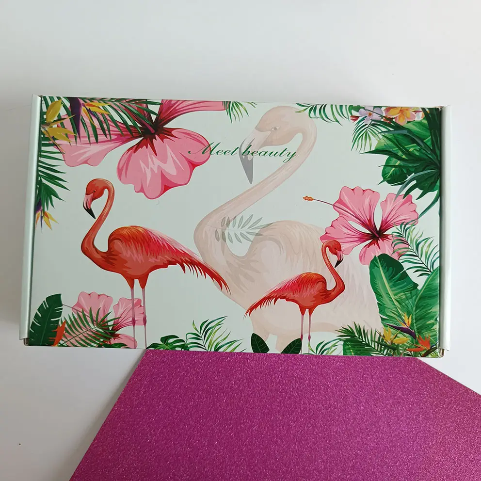 Embalagem de caixas de papel para sapatos, embalagens personalizadas para caixa de envio com impressão de flor do flamingo