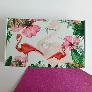 Benutzer definierte Logo Schuh ablage Mailer Versand box Verpackung Papier boxen Flamingo Flower Printed Boxen für die Verpackung