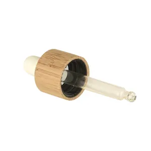 18mm 20mm 24mm High Quality Cosmetic Bamboo Glass Dropper Pipette Cap For Essential Oil Bottle