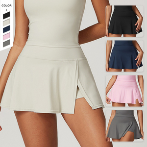 2024 nouvelles femmes une pièce <span class=keywords><strong>jupe</strong></span> courte ajustement serré taille haute Yoga costume course et Fitness Anti éblouissement sport <span class=keywords><strong>jupe</strong></span> - Product Image 6