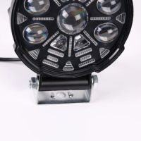 Phare de travail LED rond à 10 lentilles pour moto, projecteur combiné faisceau large et spot pour scooter, vélo électrique, conduite nocturne sécurisée sur autoroute