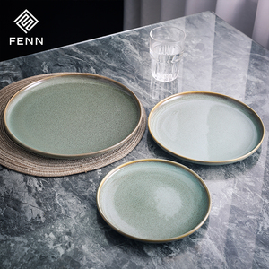 Platos Principales de Porcelana Verde Brillante para <span class=keywords><strong>Restaurante</strong></span>, Plato de Comedor de Cerámica, Fábrica FENN, para Bodas y Hoteles - Product Image 1
