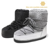 Bottes d'hiver pour femmes, nouveau style, mi-mollet, à motifs, rembourrées, chaudes et résistantes à la neige, pour le commerce transfrontalier