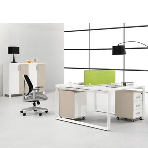 2 사람 사무실 워크스테이션 백색 워크스테이션 책상 사무용 가구 현대 워크스테이션 테이블