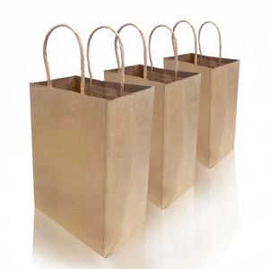 Custom logo Plain Brown Kraft Paper <b>Bags</b> with Twisted Handles 5.3x3.5x8.5 Inches - Product Image 2