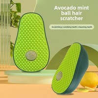 Tapis de léchage pour chat en silicone en forme d'avocat avec boule de catnip remplaçable, jouet texturé pour l'alimentation lente et la dentition des chatons