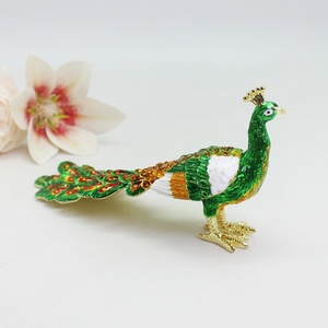 SHINNYGIFTS Peacock Metal Craft <strong>Trinket</strong> Jewelry <strong>Box</strong> Hinged Modern Rectangle Desk Decor Home Storage Gift <strong>Box</strong> - Product Image 6