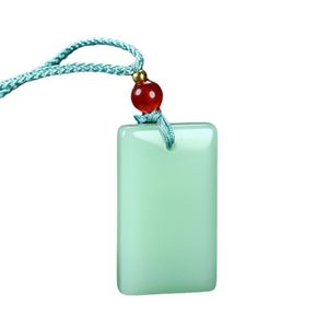 Minimalist Green Jade Safety Brand Pendant White Jade Square Necklace Unisex Couple Clothing Accessory Jade Stone Orname - Product Image 5