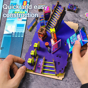 OCHOICE Supporta il Dropshipping MOQ=1 Kit Fai-da-Te in Legno per Angolo Lettura, Casa in Miniatura <span class=keywords><strong>con</strong></span> <span class=keywords><strong>Puzzle</strong></span> 3D e Luce LED per Decorazione Libreria, Regalo - Product Image 3