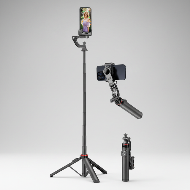 C22 AI Face Tracking Gimbal Stabilizer 360° Foldable Tripod & Selfie Stick with Remote Control for Digital Camera Vlogging