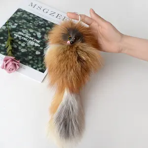 คุณภาพสัตว์ชุด 25 ซม.Fox Fur Pompom จี้ของเล่นตุ๊กตาการ์ตูนที่มีสีสันFox Miniตุ๊กตากระเป๋าเป้สะพายหลังพวงกุญแจ